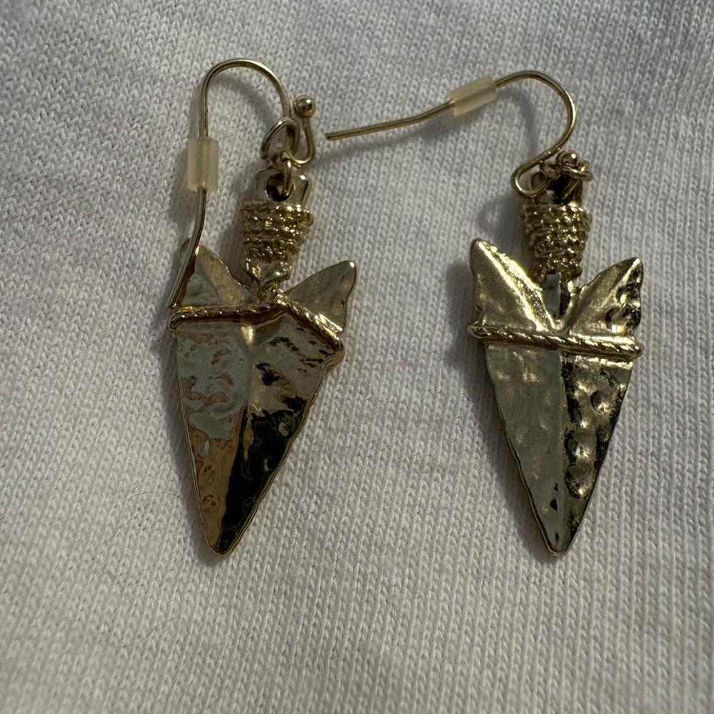 Gold Arrowhead Dangle Earrings